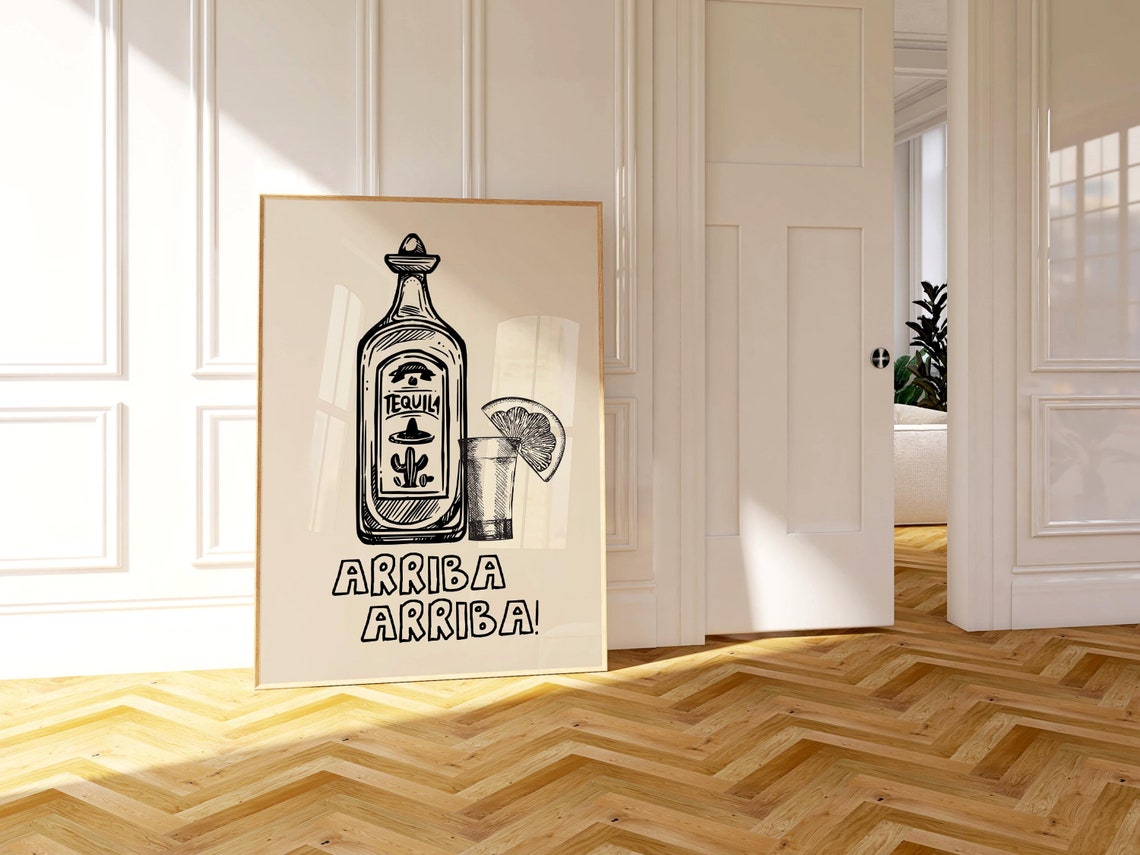 Arriba Arriba Engraved Tequila Bottle Shot Glass Lime Bar Poster - Image 5