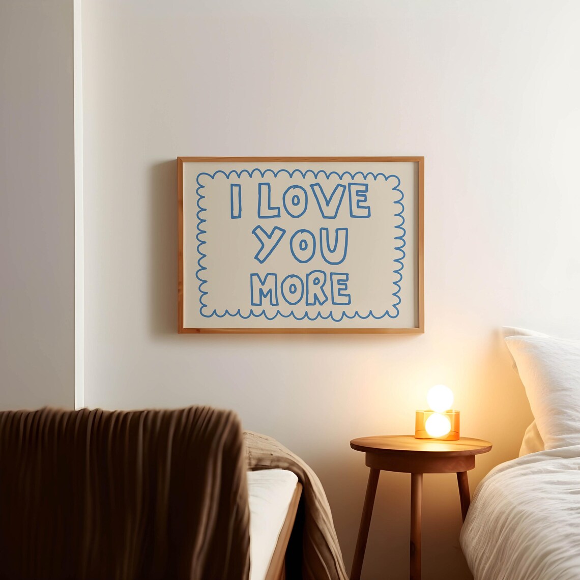 Blue I Love You More Hand Lettered Romantic Bedroom Wall Poster - Image 3