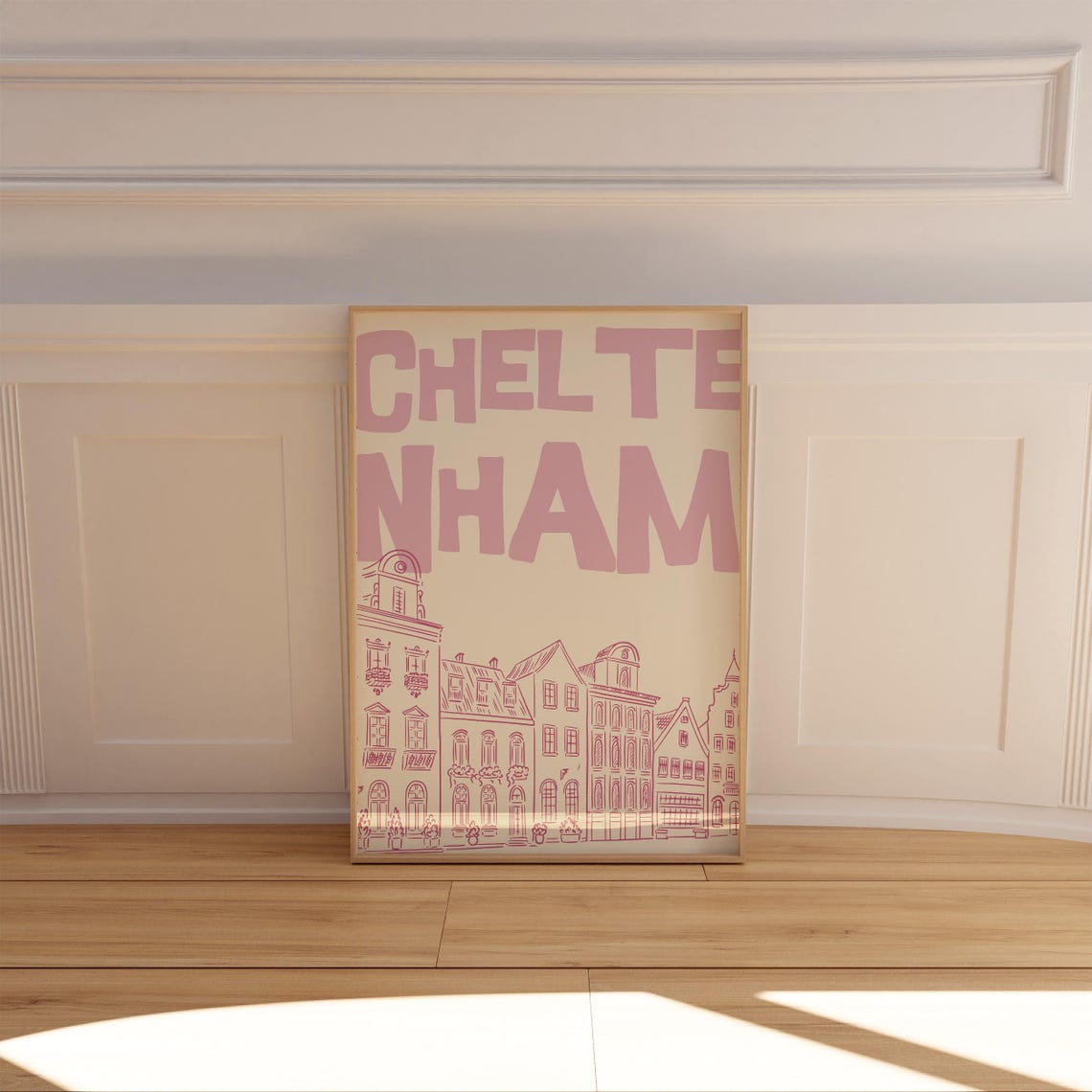 Cheltenham Soft Pink Line Drawing English Architecture Poster - Image 3