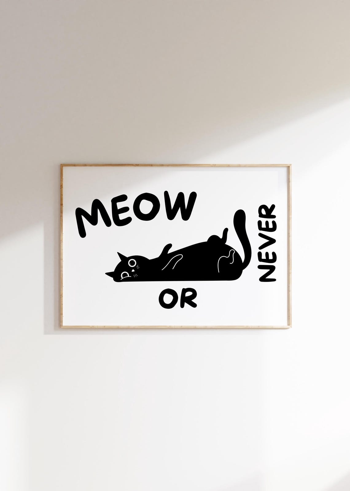 Meow or Never Black Cat Silhouette Funny Cat Lover Wall Poster - Image 2