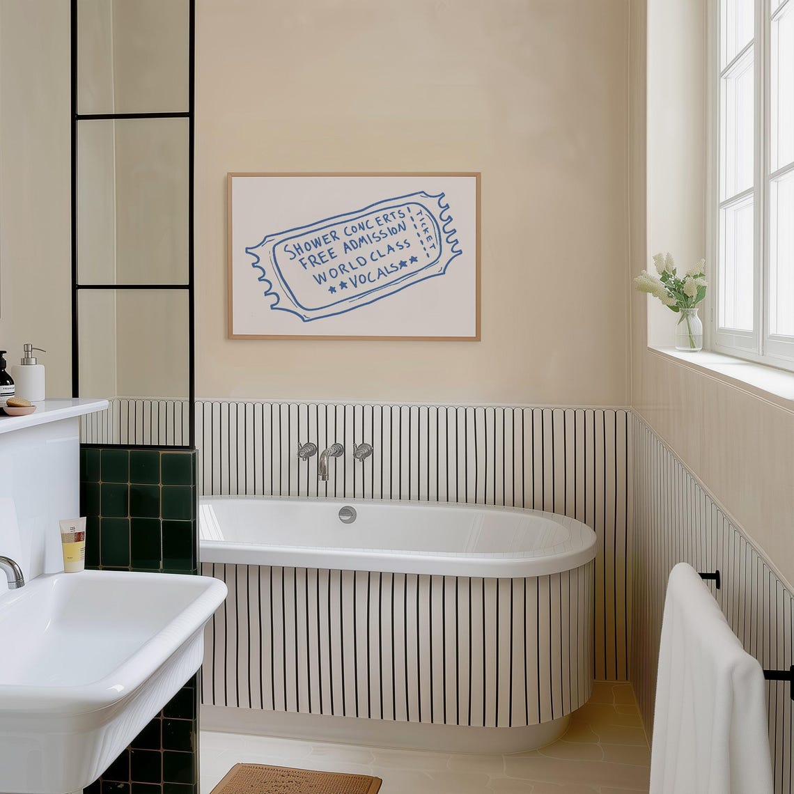 Shower Concerts Free Admission Ticket Blue Typography Quote Poster - Image 3