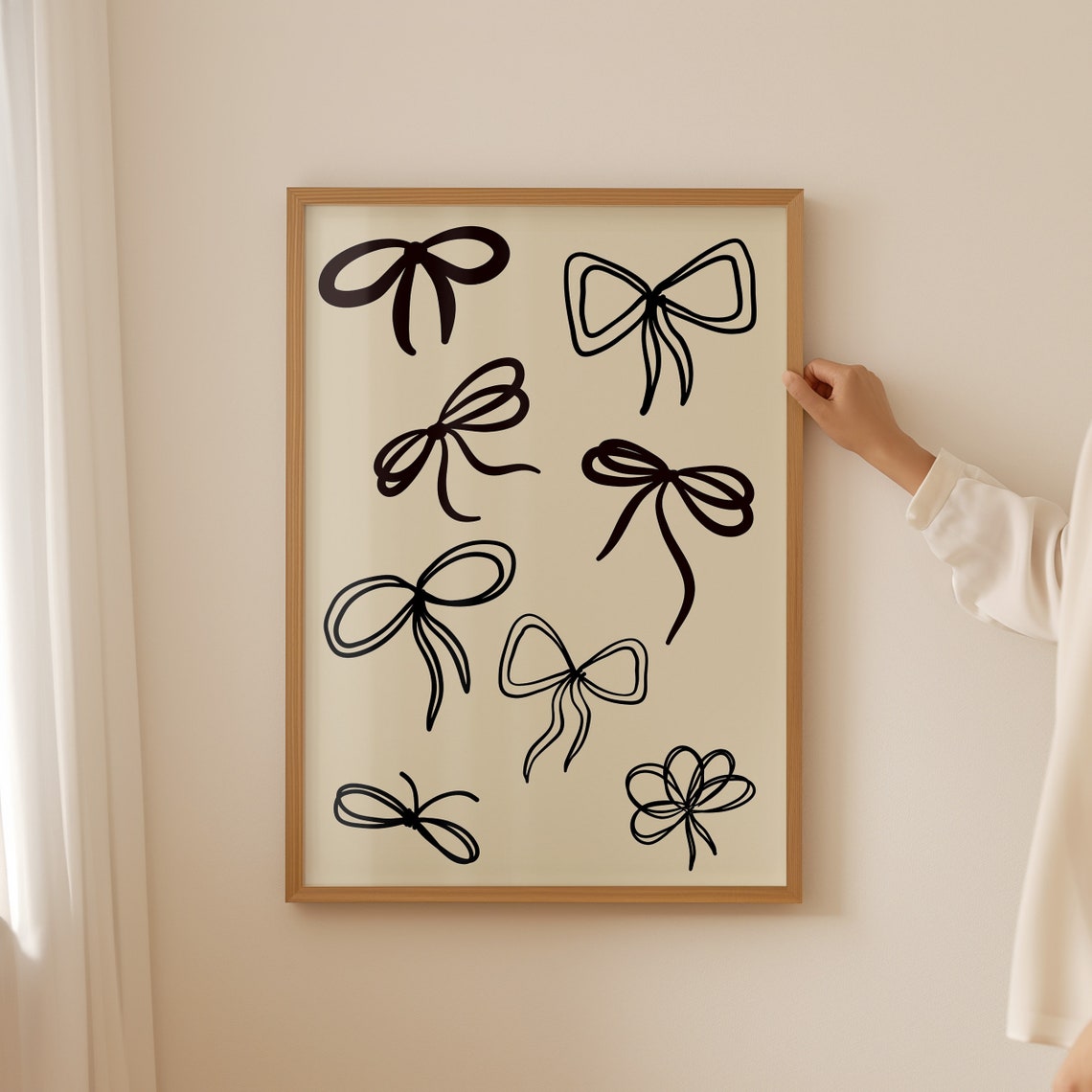 Black Bow Collage Trendy Minimal Line Art Coquette Poster Decor - Image 5