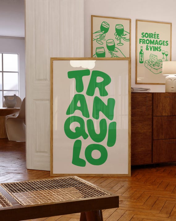 Green Tranquilo Poster Print, Minimalist Wall Art