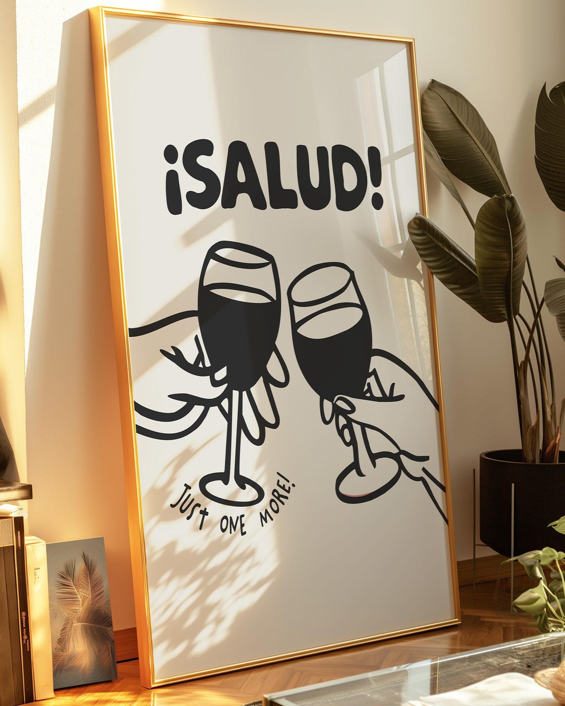 Salud Just One More Black and White Toast Cheers Wine Bar Poster - Image 3
