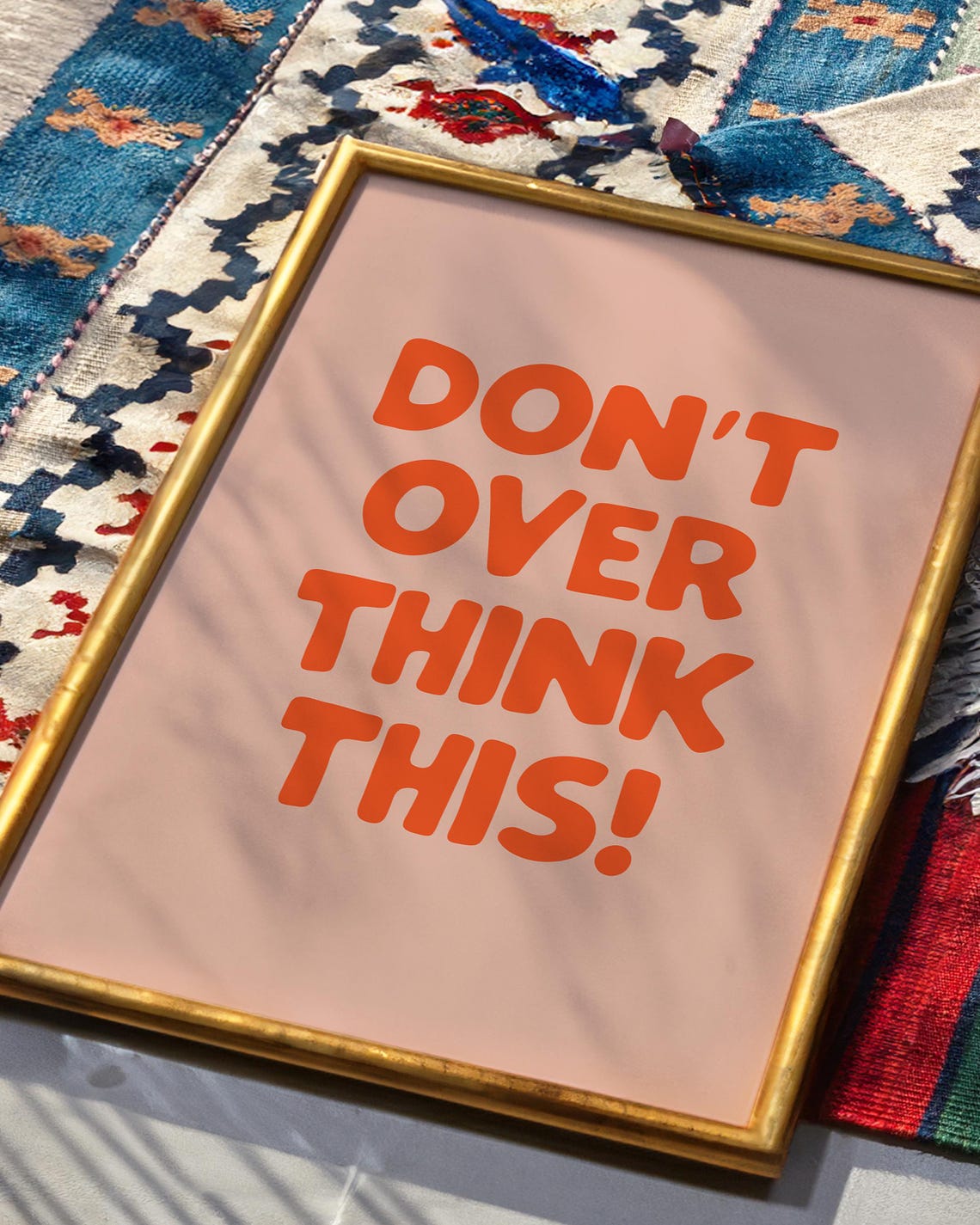 Dont Overthink This Poster Print Orange Pink Wall Art Minimalist Inspirational Decor Study Room Poster Dorm Art Motivational Power Print - Image 2