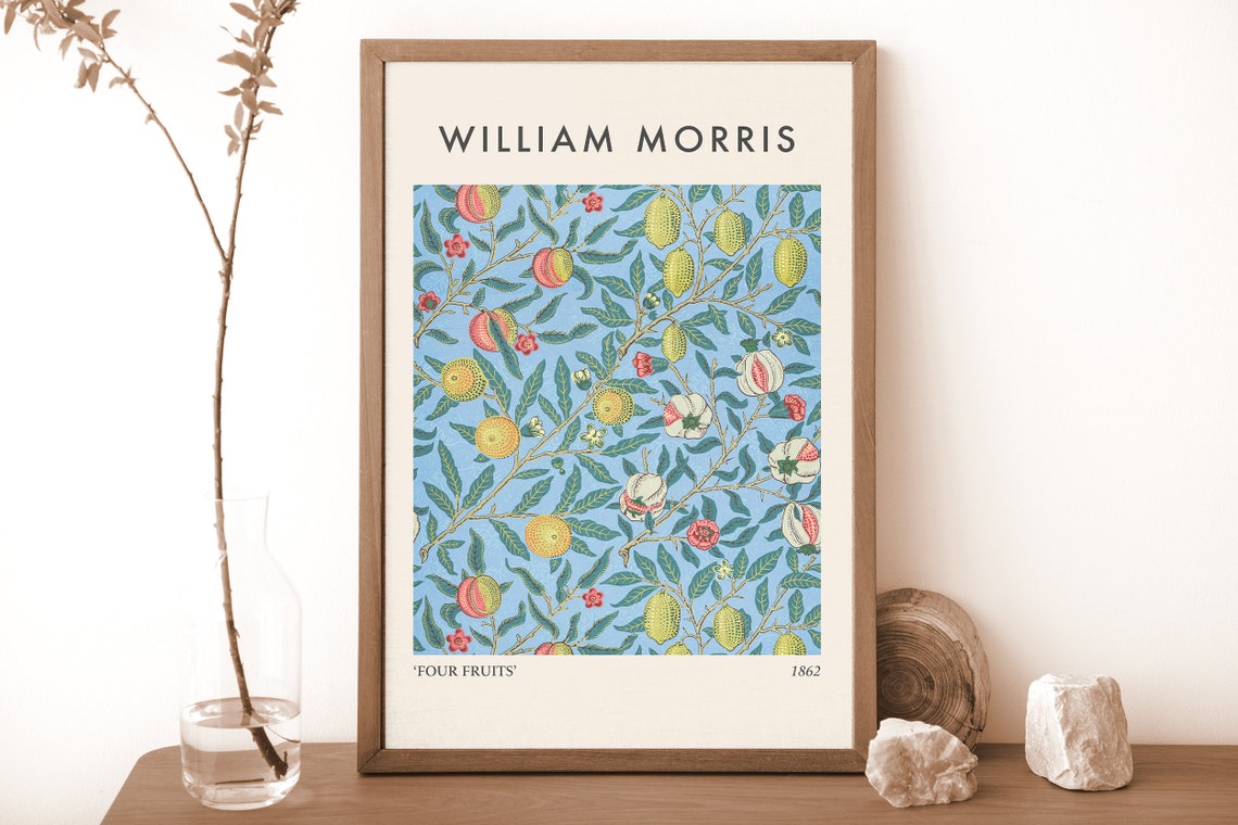 William Morris Four Fruits 1862 Blue Botanical Arts And Crafts Poster - Image 2
