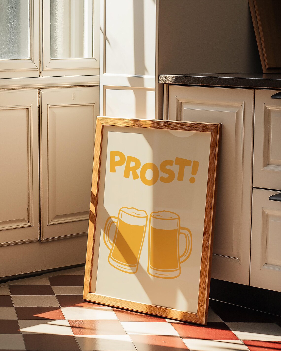 Prost Mustard Yellow Beer Mugs Foam Oktoberfest Bar Cheers Poster - Image 3