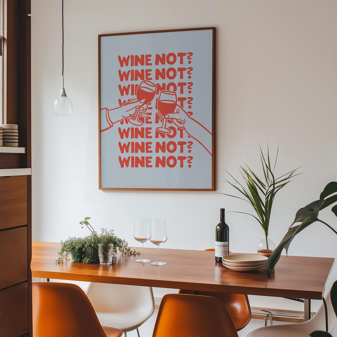 Red and Blue Wine Not Retro Cheers Typography Bar Decor Poster - Image 2