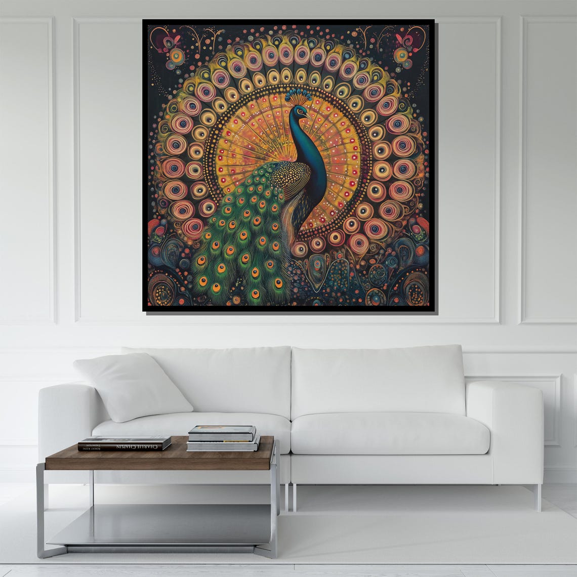 Peacock Mandala Dotwork Tail Colorful Bohemian Bird Art Poster - Image 5