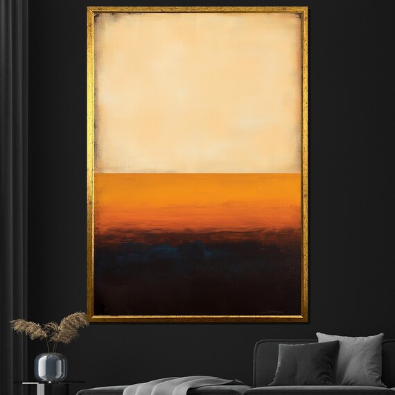 Mark Rothko Painting Beige Orange And Black Abstract Artwork Modern Art Gift For Wall Decor