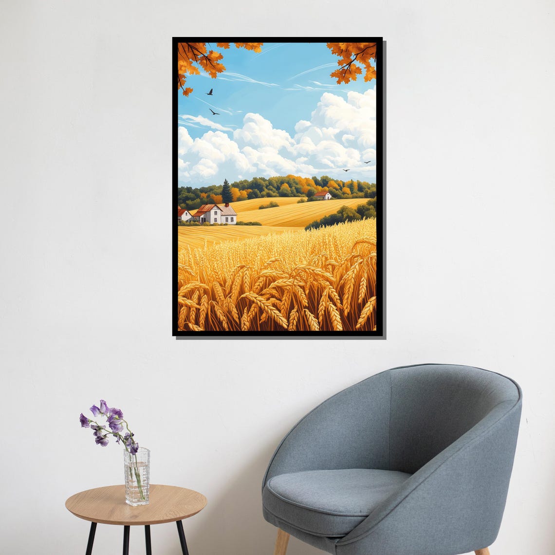 Golden Wheat Field Farmhouse Rolling Hills Harvest Country Poster - Image 5