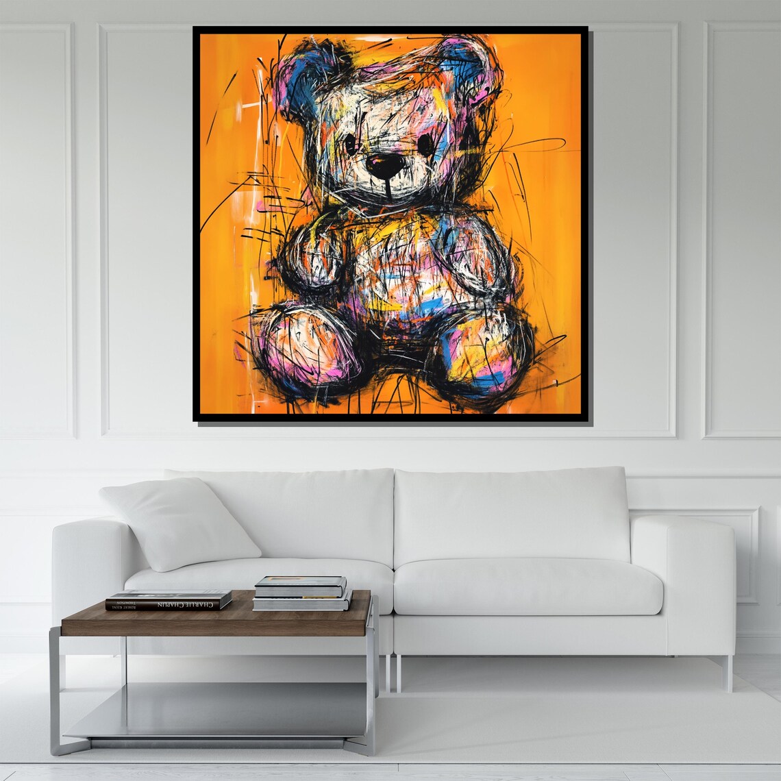 Colorful Teddy Bear, Modern Kids Room Art Print - Image 5