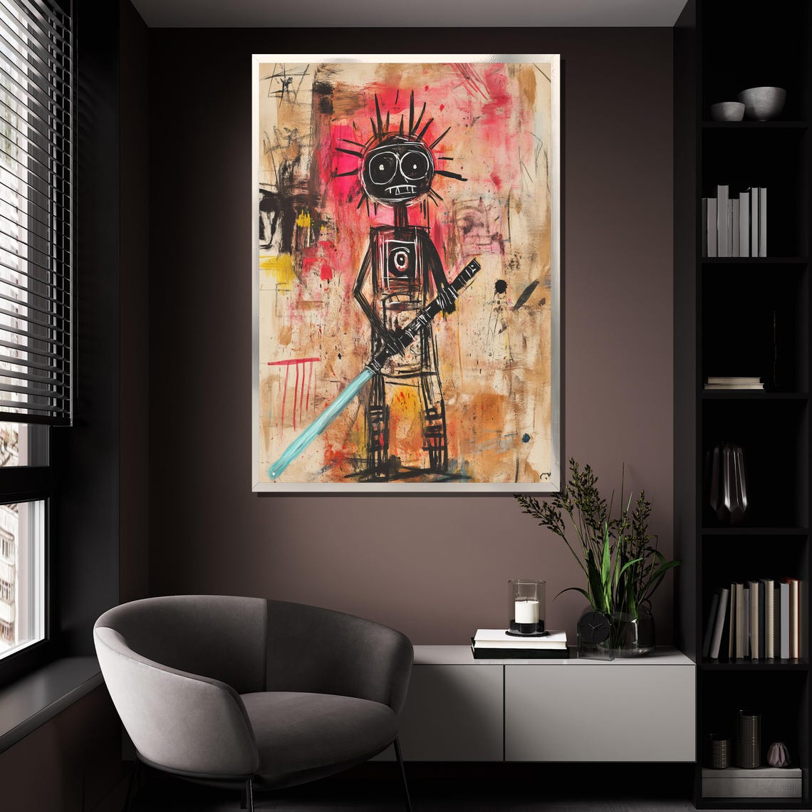 Abstract Warrior Painting Bold Graffiti Inspired Wall Art Modern Colorful Artwork Unique Home Decor Gift - Image 4