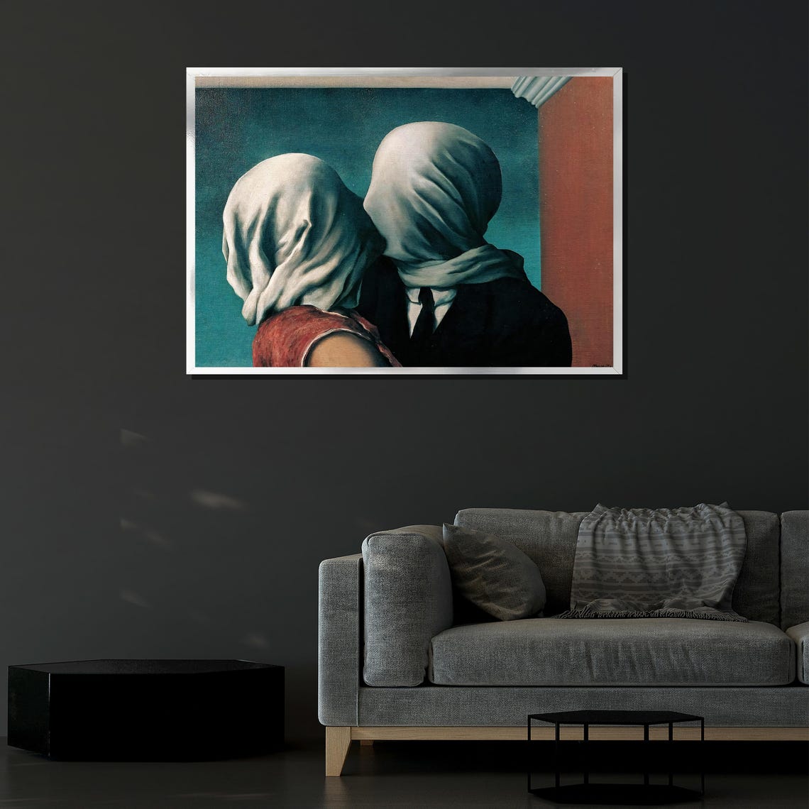 Ren Magritte The Lovers Shrouded Embrace Surreal Romance Poster - Image 4