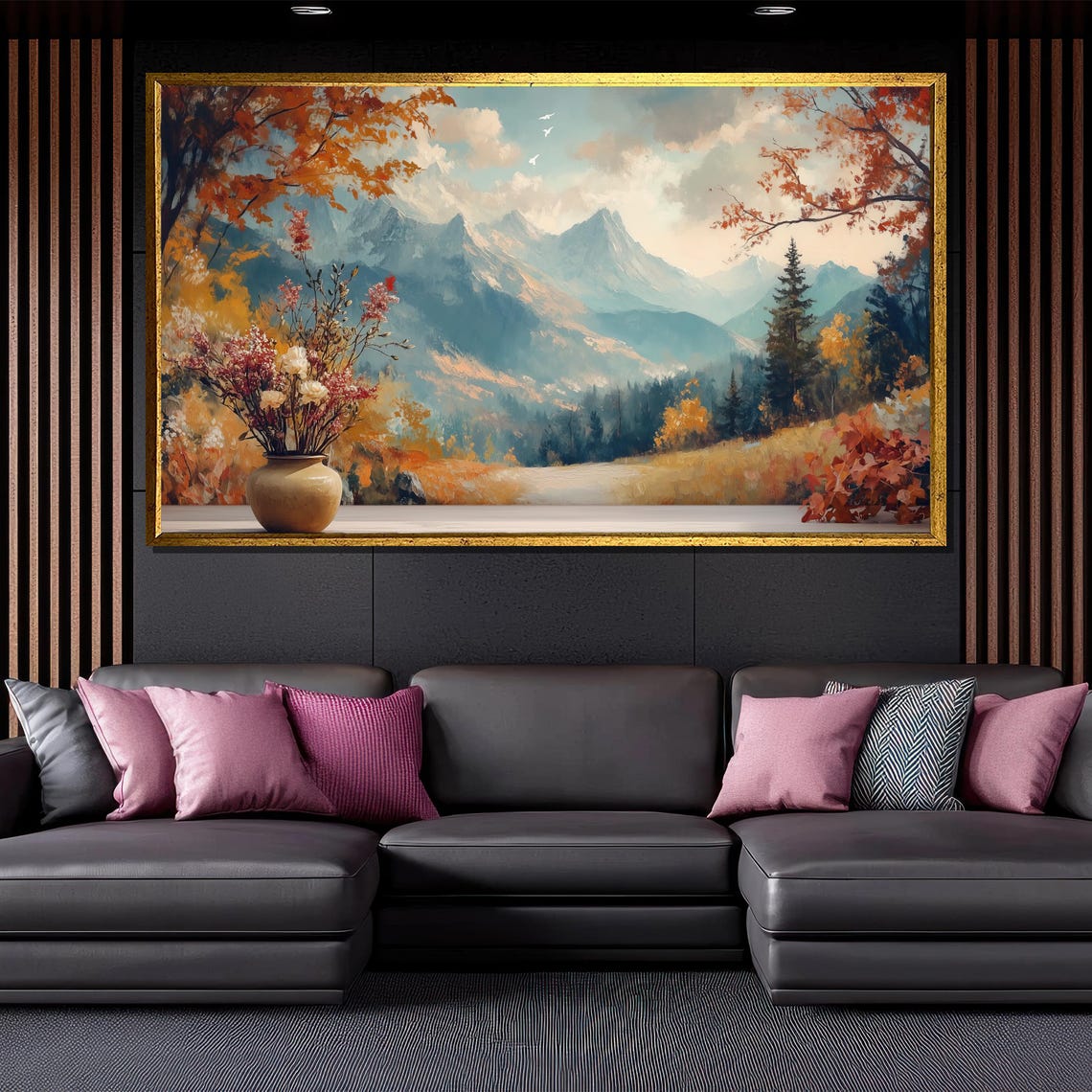 Vase Autumn Flowers Mountain Meadow Fall Colors Still Life Poster