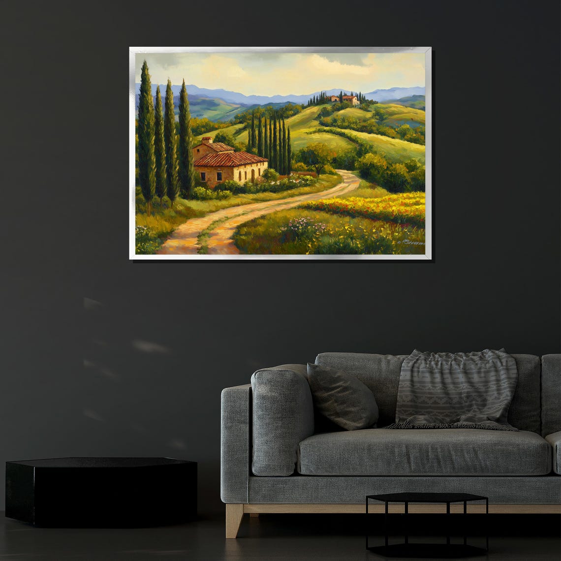 Tuscan Countryside Cypress Trees Villa Rolling Green Hills Poster - Image 4