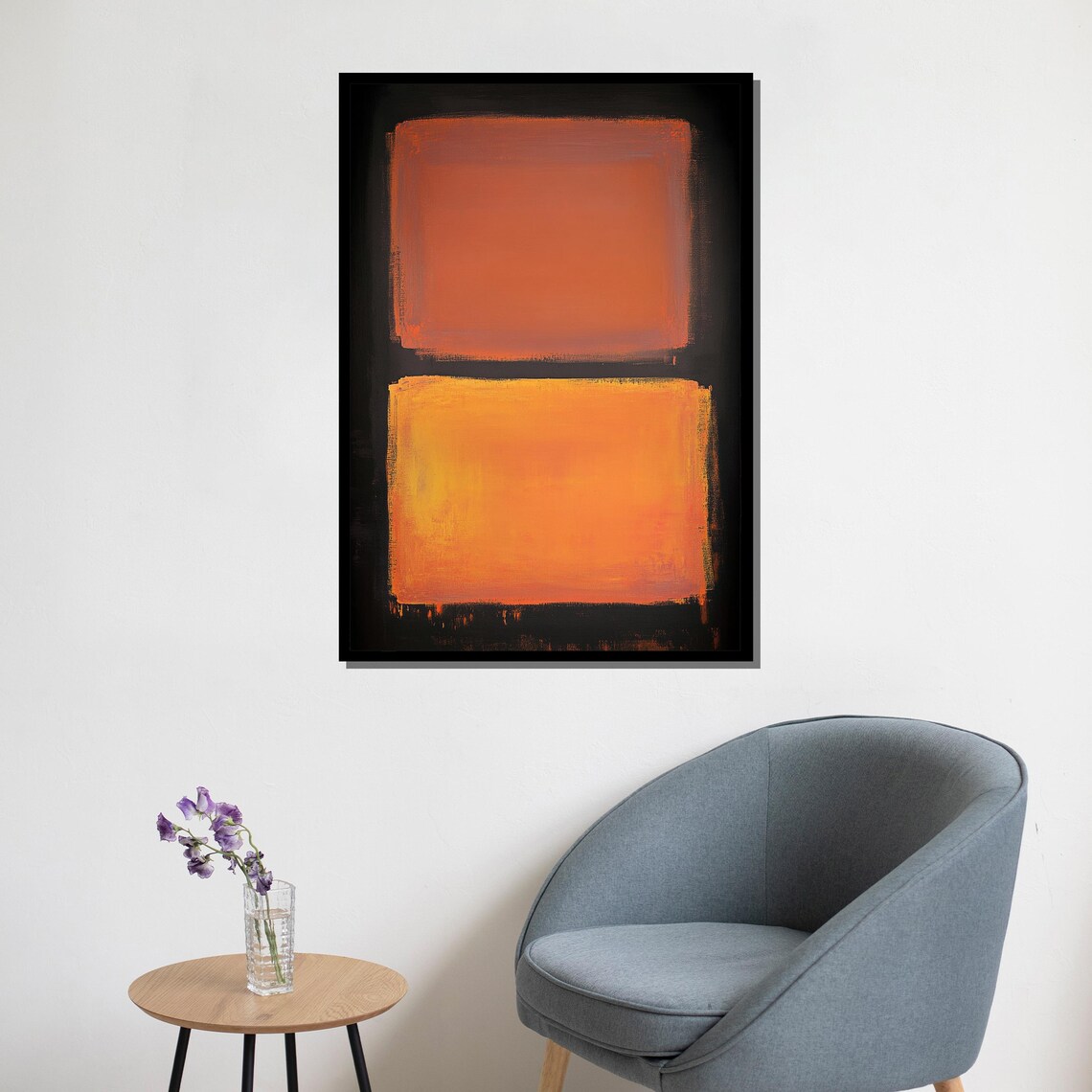 Mark Rothko Painting Orange And Yellow Abstract Artwork On Black Modern Art Gift For Wall Decor - Image 5