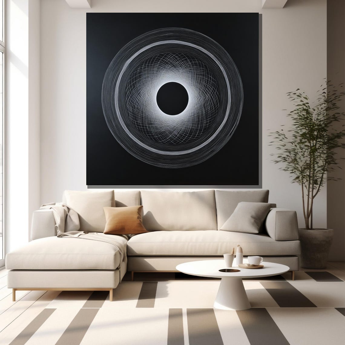 Minimalist Black And White Abstract Painting Modern Wall Art Unique Gift For Living Room Bold Home Decor Statement Piece - Image 2