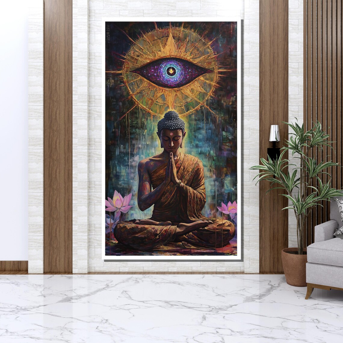Mystical Buddha Third Eye Spiritual Wall Art - Image 3