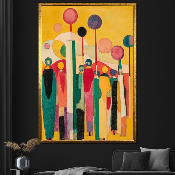 Colorful Abstract Figures Painting Modern Wall Art Unique Gift For Living Room Bold Home Decor Statement Piece