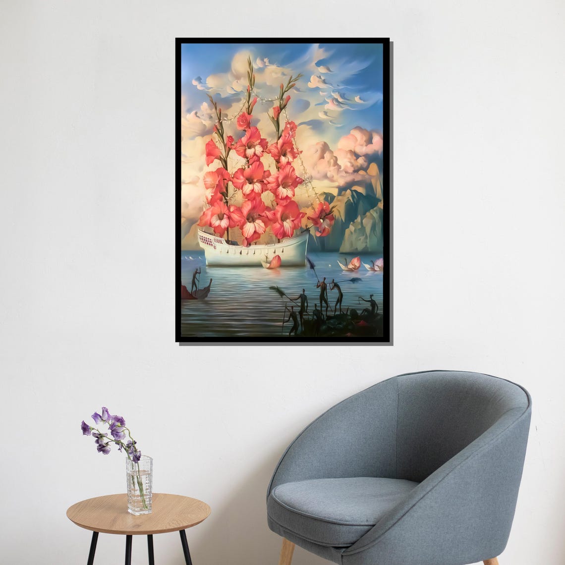 Surreal Dreamlike Pink Flower Ship Fantasy Surrealist Art Print - Image 5