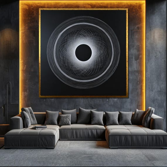 Minimalist Black And White Abstract Painting Modern Wall Art Unique Gift For Living Room Bold Home Decor Statement Piece