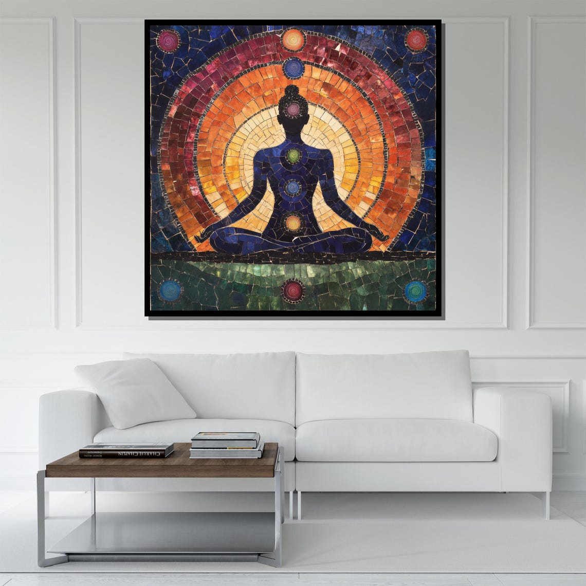 Chakra Meditation Mosaic Rainbow Arch Vibrant Yoga Energy Art Poster - Image 5
