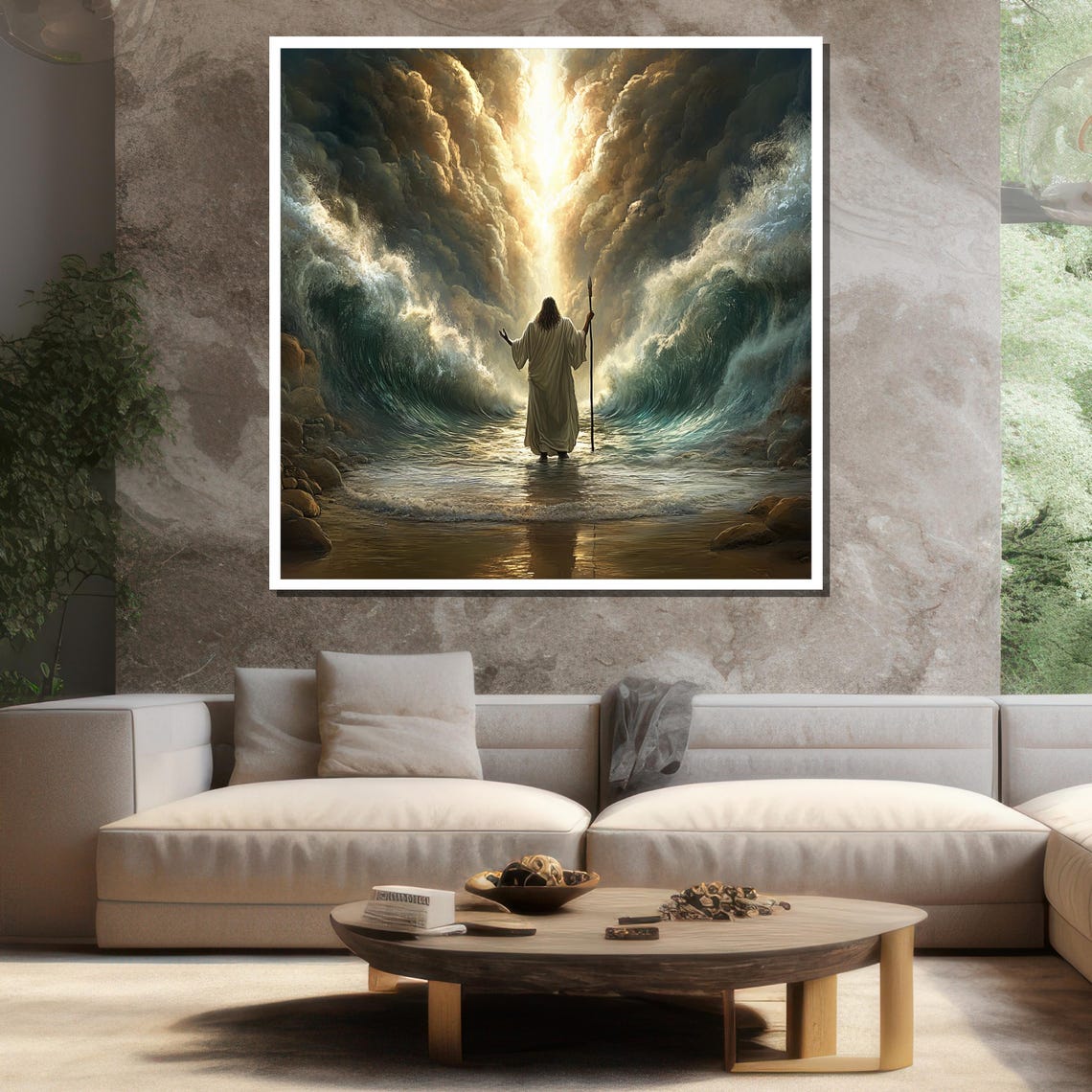 Moses Parting The Red Sea With Towering Waves Religious Poster - Image 3