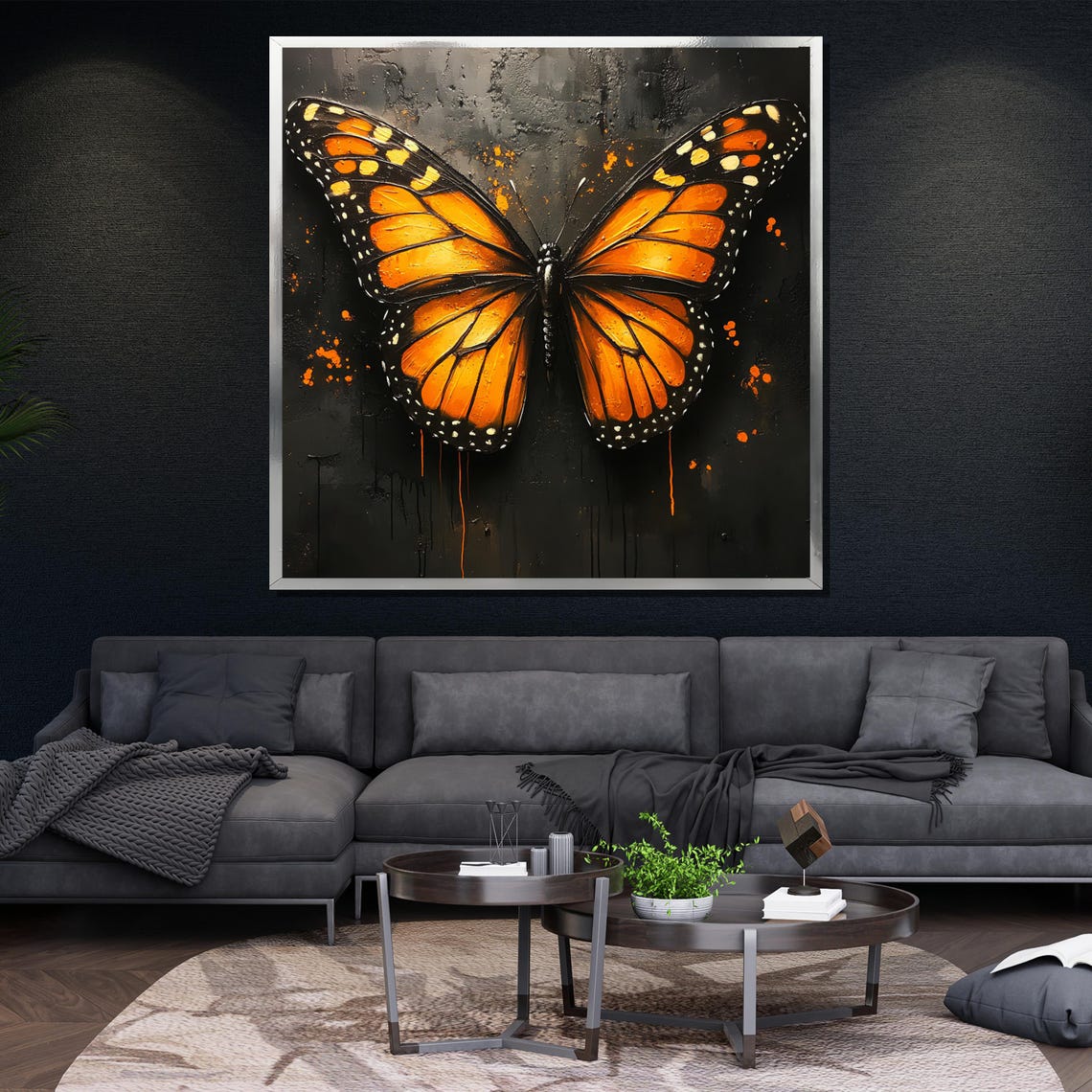 Monarch Butterfly Orange Dark Bold Insect Wings Detail Wall Art - Image 4