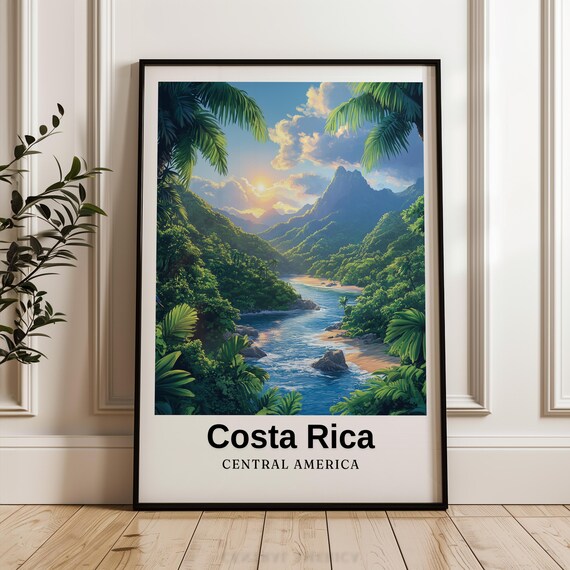 Costa Rica Travel Poster, San Jos Arenal Volcano