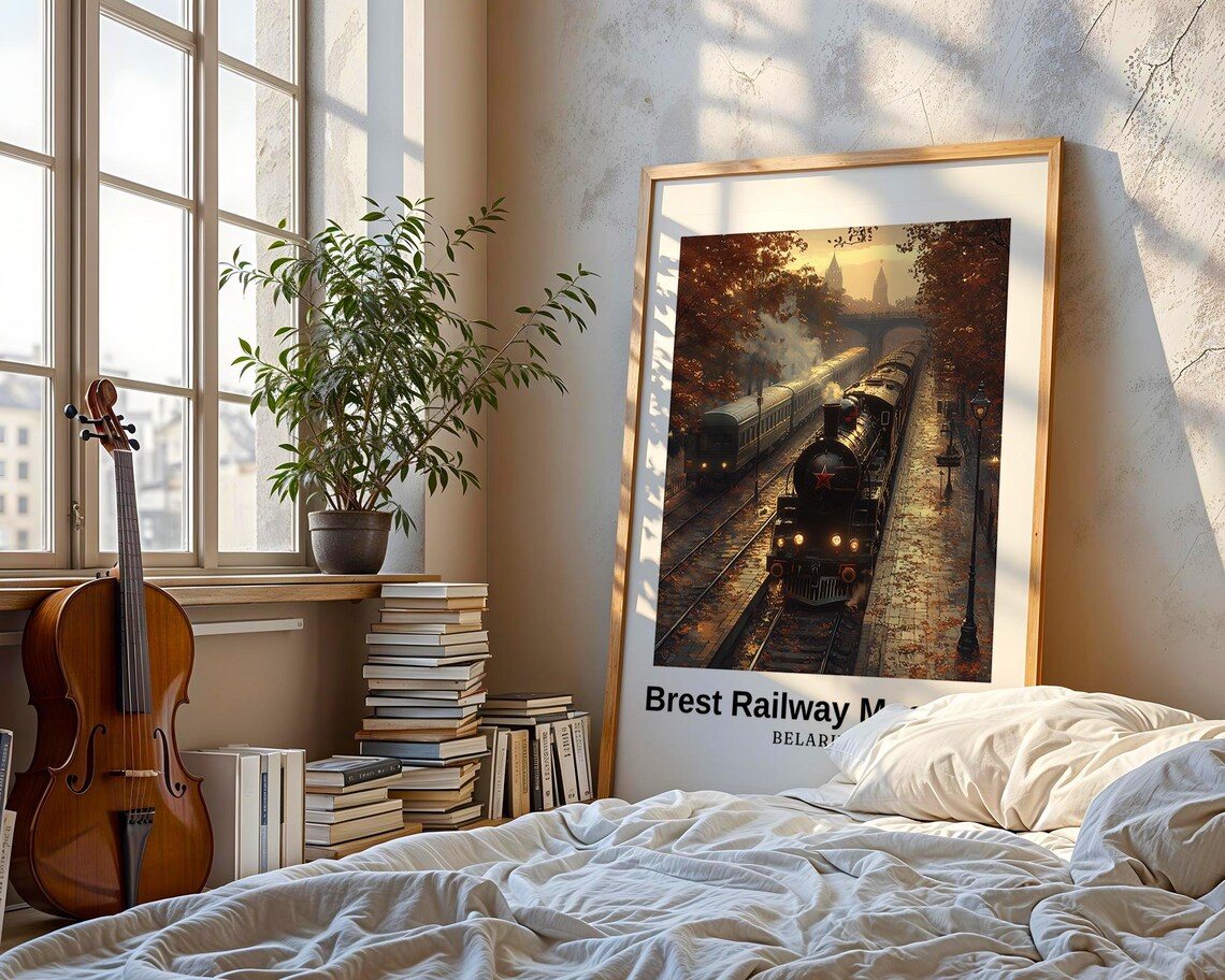 Brest Railway Museum Belarus Vintage Steam Locomotive Poster - Image 3