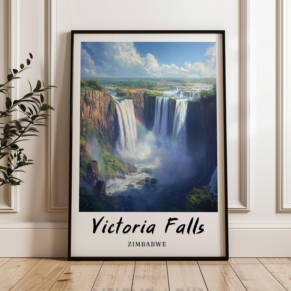 Victoria Falls Zimbabwe Travel Poster, Minimalist