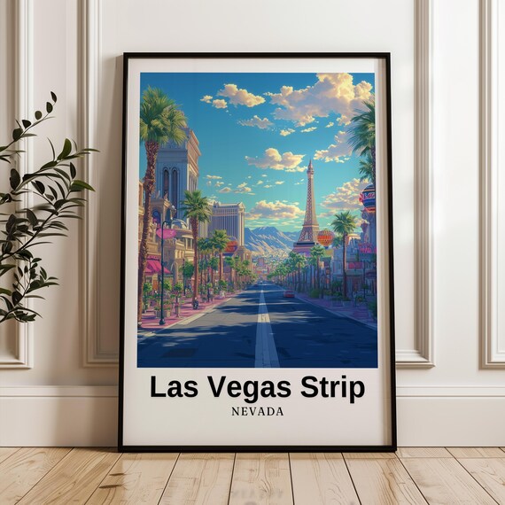Las Vegas Strip Travel Poster, Nevada Wedding Gift