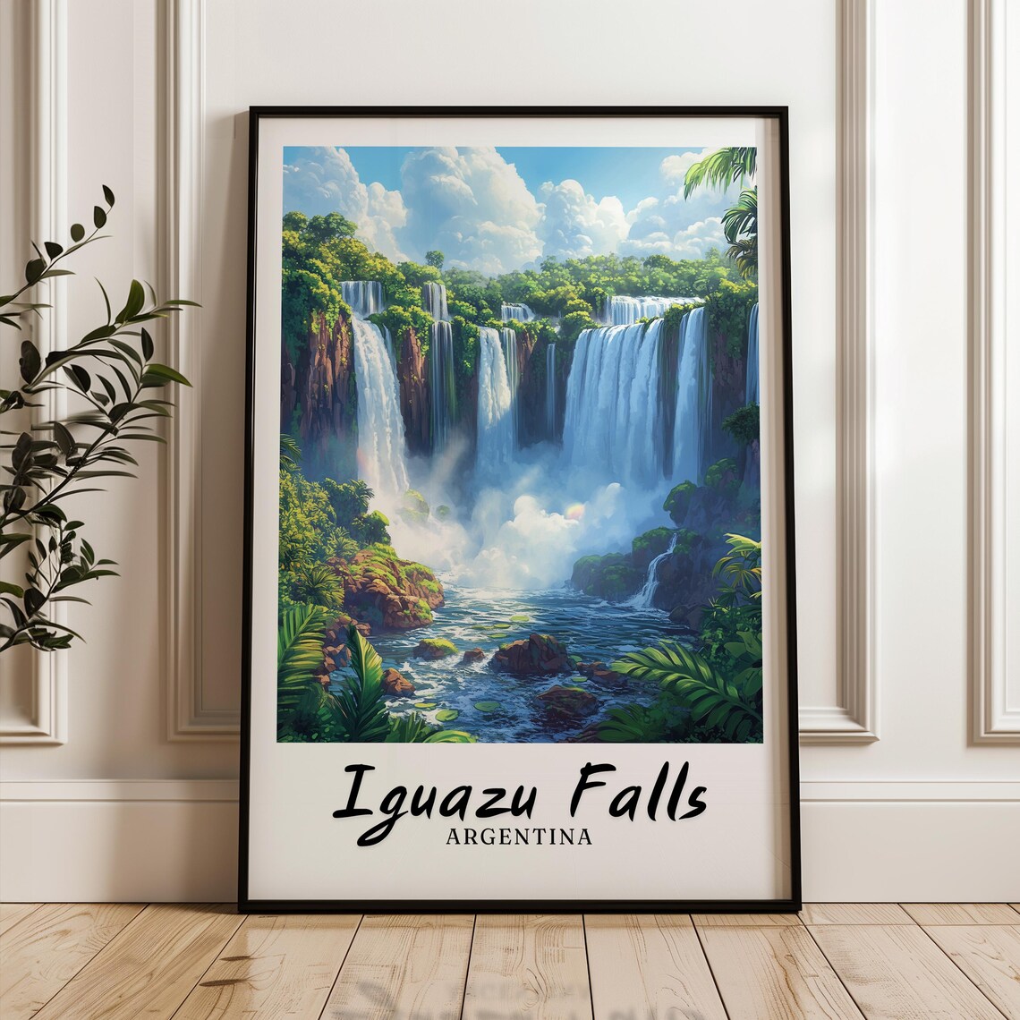 Iguazu Falls Travel Poster, Argentina Illustration