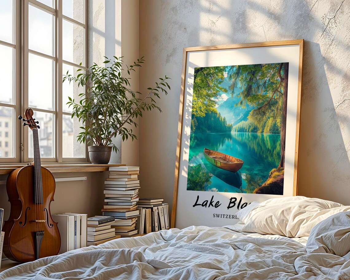 Lake Blausee Switzerland Travel Poster, Minimalist - Image 3