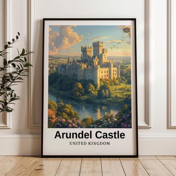 Arundel Castle Travel Print United Kingdom Print United Kingdom Poster Wall Art Wedding Gift Personalised Gift Illustration