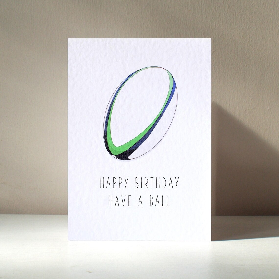 Rugby Ball Illustration Happy Birthday Have A Ball Funny Card Poster