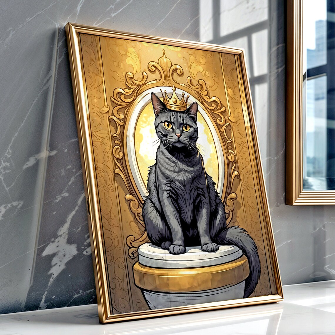 Scottish Fold Cat, Funny Bathroom Art Print - Image 5