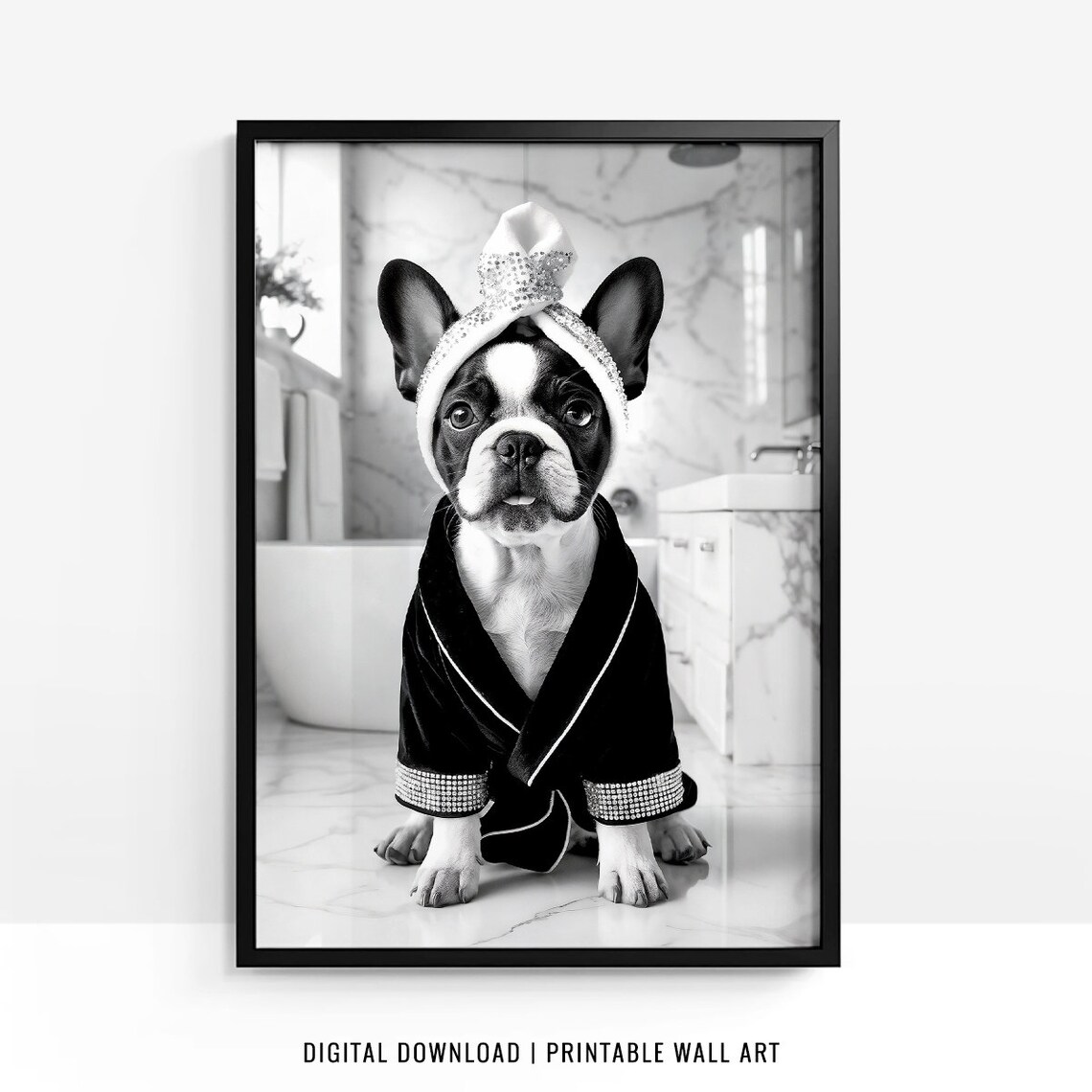 French Bulldog Funny Bathroom Decor, Poster