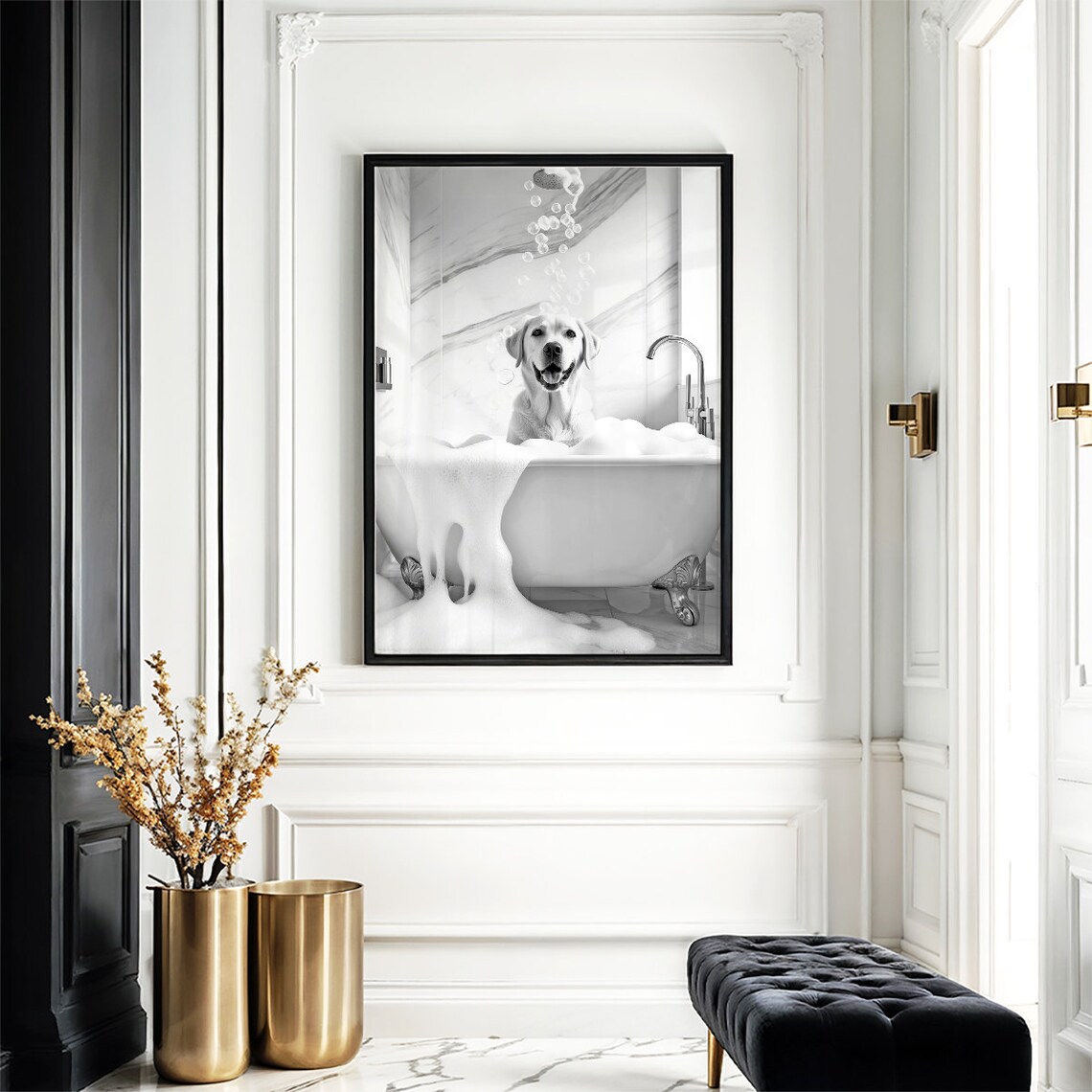 Labrador Funny Bathroom Decor Art Print, Dog Gift - Image 5