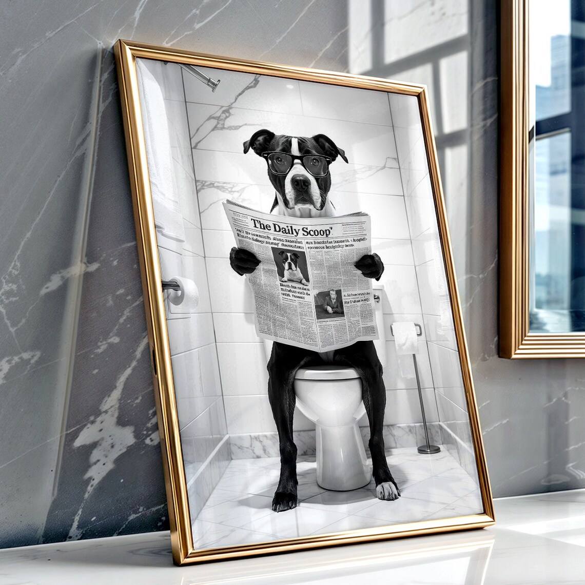 Staffordshire Bull Terrier Funny Bathroom Decor Art Print - Image 2