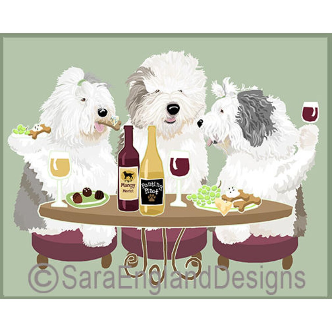Dogs Wineing Old English Sheepdog Art Print