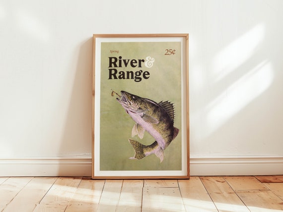 Vintage Fishing Art Print, Retro Fisherman Poster