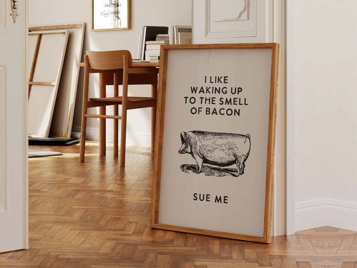 Retro Bacon Kitchen Print Kitchen Wall Decor Kitchen Wall Art Bacon Poster Funny Bacon Quote Print Art Humor - Image 2