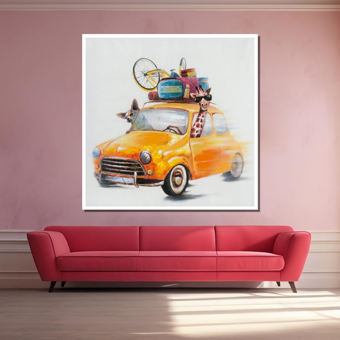 Funny Animals Road Trip Vintage Car Poster for Kids Playroom - Image 3