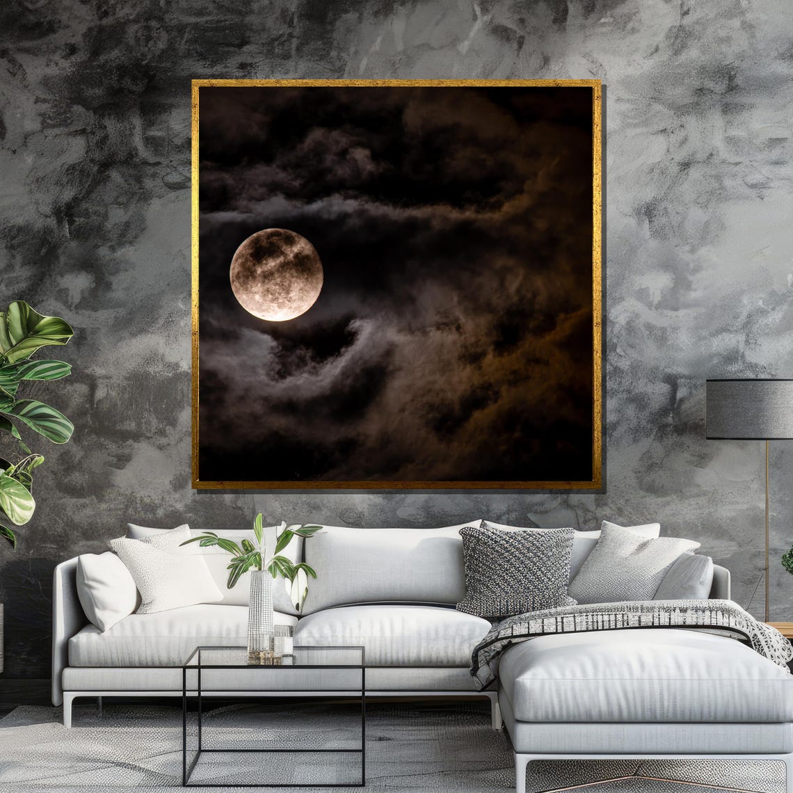 Full Moon Shining Through Dark Moody Night Clouds Serene Night Poster - Image 6