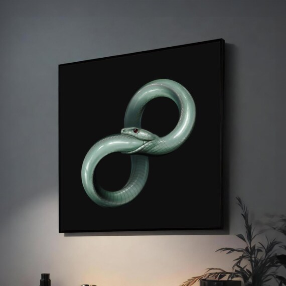 Jade Green Ouroboros Snake Infinity Symbol Moody Dark Poster