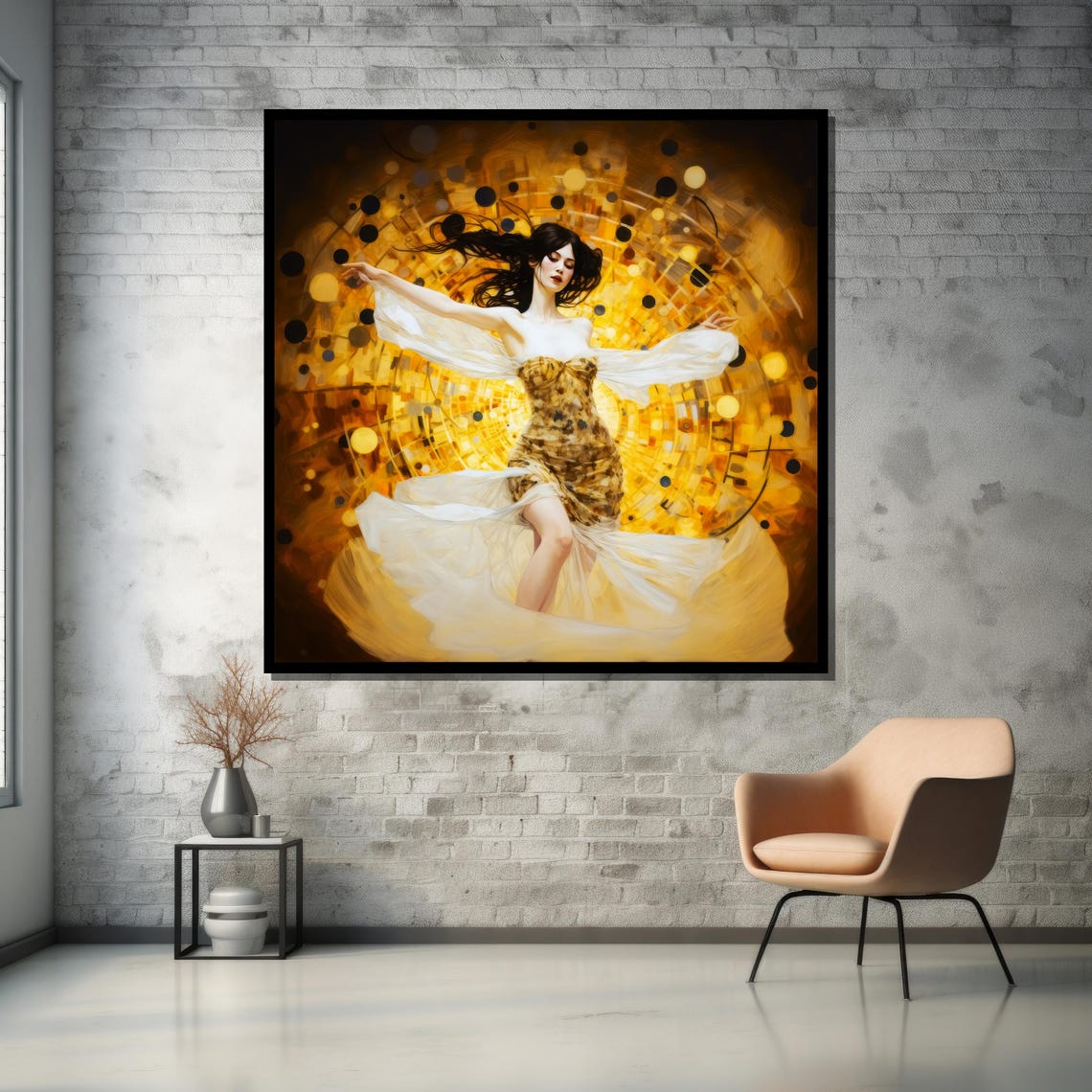 Golden Flowing Dancer Modern Abstract Art Elegant Wall Decor For Living Room Or Office Ready To Hang - Image 5