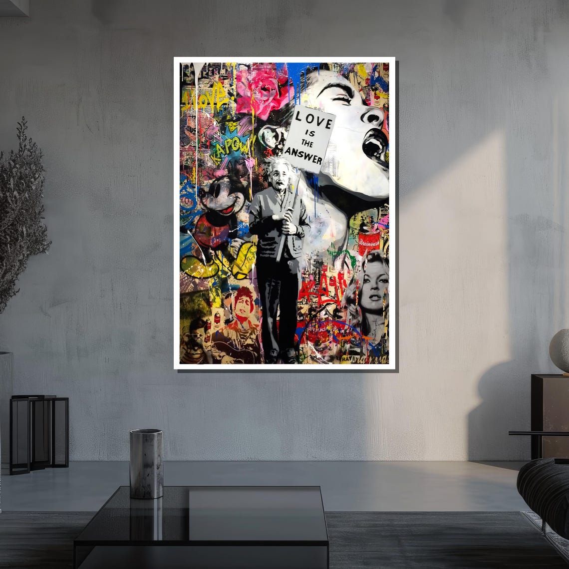 Love Is the Answer Graffiti Collage Pop Art Statement Poster - Image 3