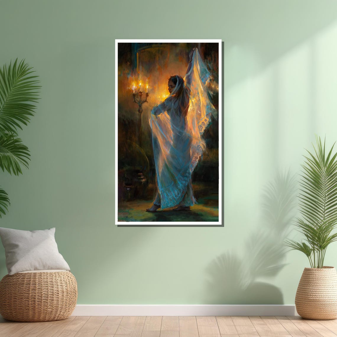 Elegant Flamenco Dancer Candlelight Spanish Gown Painting Art Poster - Image 4